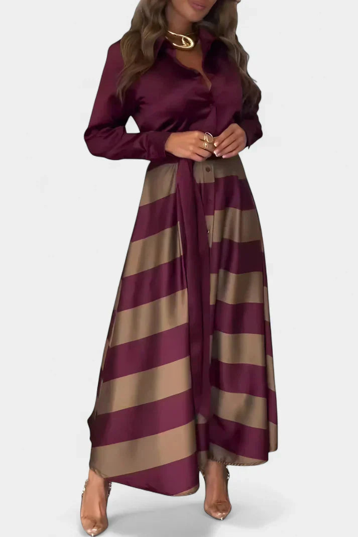 Alionne – Csíkos maxi ruha