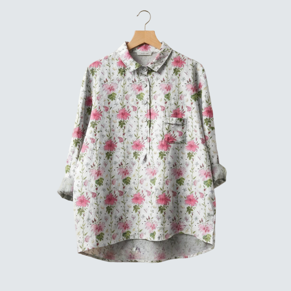 Marieke – Elegáns virágmintás blúz egyedi stílussal