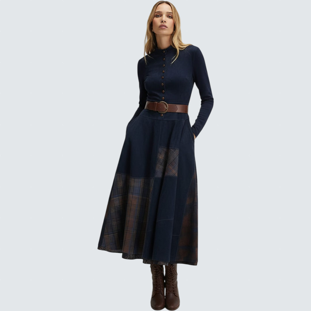Azucena – Műbőr maxi ruha övvel